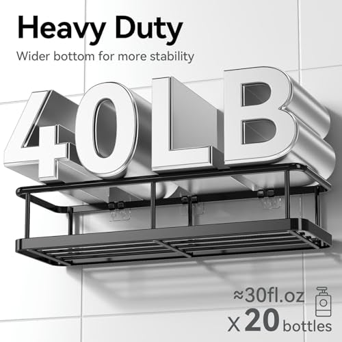 YASONIC Shower Caddy Adhesive, Rustproof Shower Shelves for Inside shower, No Drilling Bathroom Organizers and Storage, 6 Pack Large Capacity Bathroom Caddy for Kitchen & Home Decor-XXL Size - color: Black, size: XXL