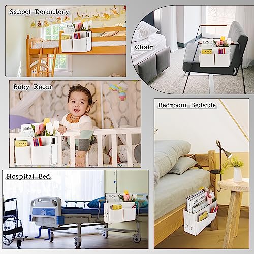 Bedside Caddy White Bedside Hanging Storage Basket Bed Caddy for Headboards Bunk Dorm Rooms Crib Beds Rails Organizer (White) - color: White