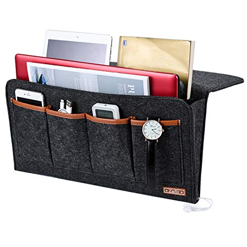 Zafit Bedside Caddy, 7 Pockets Large Size Bedside Organizer Caddy for Magazine Remotes Phone (17.3'' x 18.1'', Dark Grey) - color: Dark Grey, size: 17.3'' x 18.1''