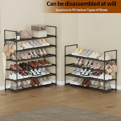 Shoe Rack - 4-Tier Shoe Organizer with Adjustable Shelf Height, Sturdy Shoe Storage Shelf, Perfect for Front Door Entrance, Closet & Entryway, Easy to Assemble, DIY Layering Options (M - 4 Tier) - size: 4 Tiers