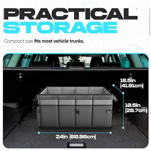 FORTEM Trunk Organizer For SUV Car Trunk Organizer, Foldable Storage, Car Accessories for Women Men, Collapsible Bag, Perfect Christmas Gifts, 600D Oxford, Non Slip Bottom, Straps, Soft Cover (65L) - color: Grey, size: Large (65L)
