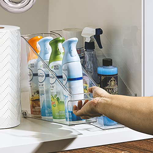 Sorbus Roll Out Bottle Organization Bins - Pantry Under Sink Organizer with Wheels & Handles, Clear Plastic Organizing Containers for Bottles & Cleaning Supplies - Kitchen Cabinet Laundry Room Storage - style: Slant