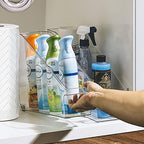 Sorbus Roll Out Bottle Organization Bins - Pantry Under Sink Organizer with Wheels & Handles, Clear Plastic Organizing Containers for Bottles & Cleaning Supplies - Kitchen Cabinet Laundry Room Storage - style: Slant