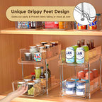 HIHEGD 2 Tier Bathroom Storage With Dividers, Clear Under Sink Pull Out Organizer for Kitchen Pantry, Medicine Cabinet - color: C-Clear-1Pc