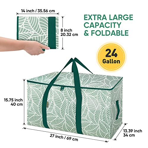 BALEINE 2-Pack Oversized Moving Bags with Reinforced Handles, Heavy-Duty Storage Tote for Clothes, Moving Supplies (Antique Folidage, 2-Pack) - color: Antique Folidage, size: 2-Pack