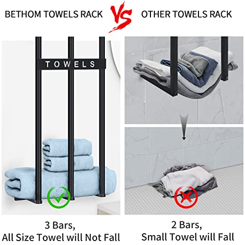 Towel Racks for Bathroom, 30 Inch Towel Rack for Rolled Towels, Wall Mounted Towel Rack for Small Bathroom, Modern Bath Towel Holder for Space Saving, Black - color: Black