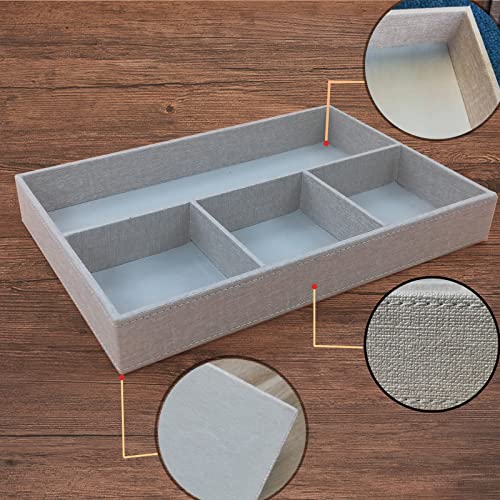 Desktop PU Leather Storage Rack, Proxy Parking tray, Dressing table Desktop Organizer, with 4 Compartments for Placing Mobile Phones, Remote controls, Cosmetics, Watches, and other Decorative trays. - color: Pearl White