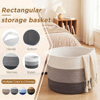 XXXXL 125L Extra Large Blanket Basket, 23.6" x 16.9" Jumbo Woven Cotton Rope Storage Basket with Handles, Laundry Hamper, Toy Storage for Living & Play Room(White, Light Gray & Dark Gray) - color: White, Light Gray & Dark Gray