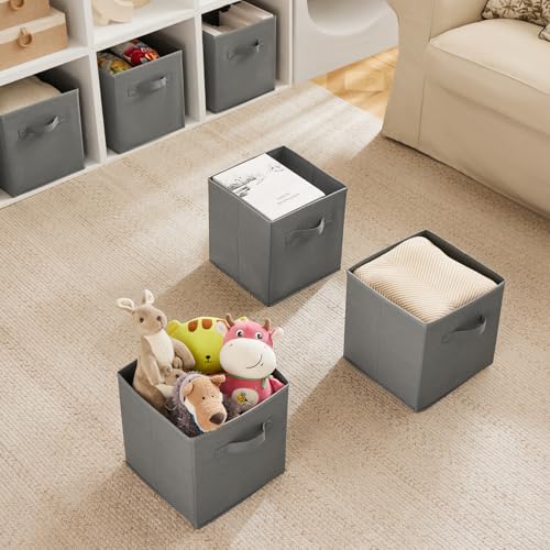 MAX Houser 6 Pack Foldable Fabric Storage Bins with Handles - Ideal for Closet Organization, Bedroom and Nursery (Grey, 10.5"x10.5"x11") - color: 14 dove Grey