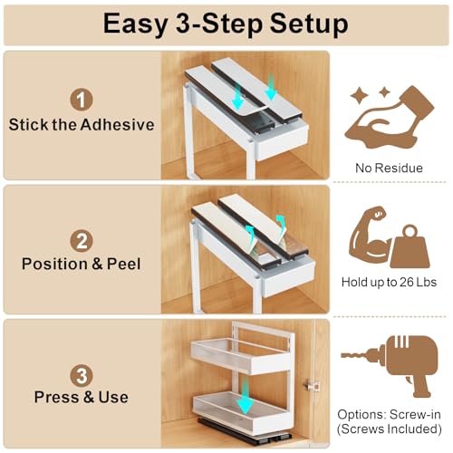 iSPECLE 2 Pack Pull Out Spice Rack - Rotate Peel and Stick No-Drill Vertical Spice Rack Organizer for Cabinet Easy Access Spices, Adjust Height for 4oz to 8oz Spice Jars, Fits Small Pantry Cabinet - color: 2-Pack White