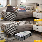 Onlyeasy Underbed Fabric Storage Bags Organizer with 4 Handles, 2 Zippers and Large Clear Window, for Clothes, Blankets, Bedding, Foldable with Sturdy Structure, 2 Pack, Linen-like Black, MXAUBBSS2P - color: Upgraded Firm Side Wall - Linen Like Black