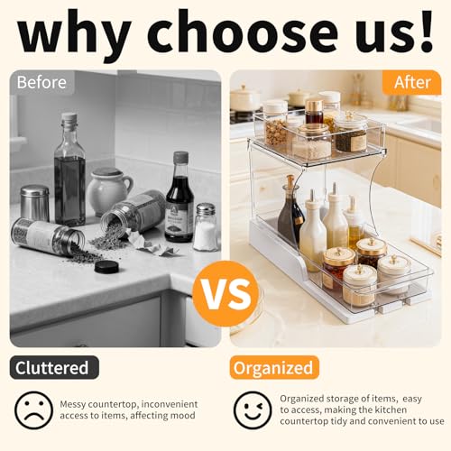 Jsyrjing Pull Out 2 Tier Organizer for Kitchen Bathroom and Cabinet Storage Rotating Pantry Rack Under Sink Organizer Clear and Durable Design 1 Pack - size: 1 Pack