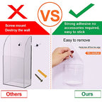 4 PCS Remote Control Holder, Wall Mount Self-Adhesive Transparent Media Organizer Universal No Drilling Storage Box Clear Remote Holder for Bedroom, Table, Nightstand