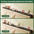 SUPERJARE 5.7 Inch Console Table with Outlet, Sofa Table, Behind Couch Table, 5.7 x 39.4 x 29.7 Inches, Metal Frame, Charging Station, for Living Room, Black - color: Black, size: 5.7''D x 39.4''W x 29.7''H
