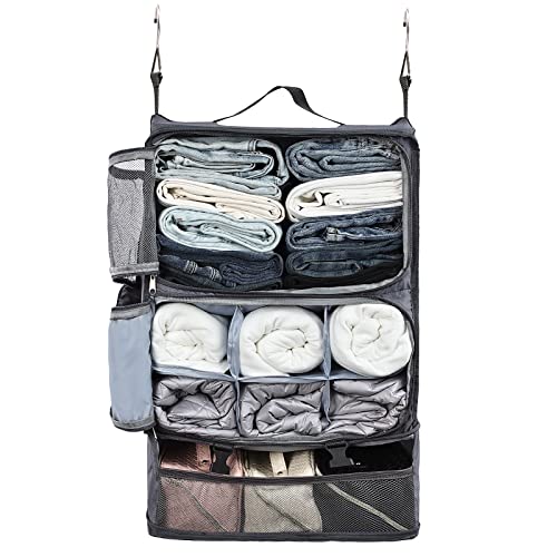 Surblue Hanging Travel Shelves Compression Packing Cube for Carry-on Luggage Suitcase Collapsible with Extension Layer Large Capacity, Grey, XXL - color: Grey, size: XXL 15.7*11.8*23.6in