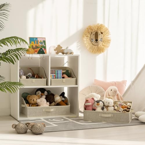 GRANNY SAYS Storage Baskets for Shelves, Closet Organizer Bin and Clothes Storage Bins, Trapezoid Storage Bins, Clothing Bins for Changing Table Wire Shelves, Honey Beige, 3-Pack - color: Honey Beige, size: 19¾"L x 11"W x 7¾"H
