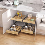 Sikarou Pull Out Cabinet Organizer,Heavy-Duty Slide Out Shelf, Wood and Wire Basket, Pull Out Drawer for for Kitchen Under Sink Space, Pantry, Bathroom, 2 Tie 11 * 21 in - size: 2-TIE 11*21 WM