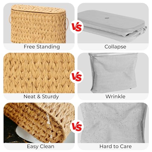 GRANNY SAYS Toilet Paper Storage Basket with Lid and Handle, Decorative Toilet Paper Holder, Waterproof Bathroom Organizers and Storage, Wicker Basket for Bathroom Storage - color: Nature, size: 15¾"L x 6½" Wx 10¼"H (with Lid)