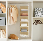 MAX Houser 6 Tier Shelf Hanging Closet Organizer, Closet Hanging Shelf with 2 Sturdy Hooks for Storage,2 Pack, Foldable (Yellow) - color: Beige-2