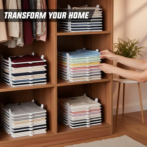 Accenter Tshirt Organizer for Closet Storage,Closet Shelves for Bedroom Storage,Stackable Storage Bins for Home Storage,Sturdy and Durable, Clothes Folder,20-Pack - style: 20-Piece Set