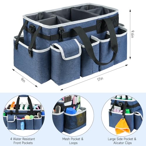 Cleaning Caddy Bag,Extra Large Cleaning Supplies Organizer with Handle for Housekeepers,Blue - color: Blue, size: Extra Large