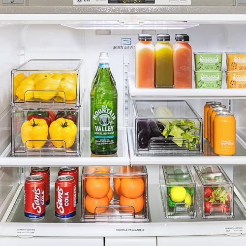 Sorbus Plastic Storage Bins Stackable Clear Pantry Organizer Box Bin for Organizing Kitchen Fridge, Food, Snack Pantry, Fruit, Vegetables, Bathroom, Wide & Narrow Deep (6 Pack) - size: 6 Pack