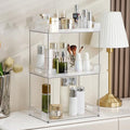 Goderewild 3 Tier Bathroom Counter Organizer, Multi-Purpose Cosmetics Skincare Shelf, Fits A4 Size Makeup Organizer for Office and Vanity Tray, Countertop Storage Solution for Kitchen,Bath.(Clear) - size: 3-Tier
