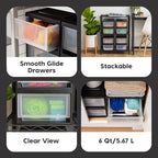IRIS USA 6 Qt. Plastic Drawer Storage Organizer Stacking Drawers, 8-Pack, Stackable Unit with Sliding Drawer for Clothes Bedroom Kitchen Under Sink Pantry Craft Room Bathroom Dorm Office, Black - size: 6 Qt - 8 Pack