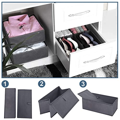 homyfort Dresser Drawer Organizer, Foldable Cloth Storage Box Closet Cube Basket Bins Containers Divider with Drawers for Underwear, Bras, Socks, Ties, Scarves, Set of 6, Grey - style: 6pack Solid Grey