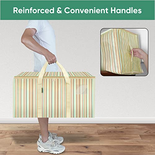 BALEINE 2-Pack Oversized Moving Bags with Reinforced Handles, Heavy-Duty Storage Tote for Clothes, Moving Supplies (Color Strip, 2-Pack) - color: Color Strip, size: 2-Pack