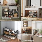 NETEL Under Sink Organizers and Storage,2 Tier Shelf Under Bathroom Sink,Cabinet Organizer with 8 Removable Carbon Steel Panels，Partition Height Adjustable,(27.36-36.02)" W x 12.28" D x 16.93" H - size: 8 thickened iron plates(12.28"deep)