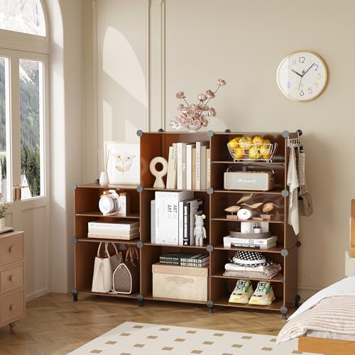 AWTATOS Closet Organizer 8 Cube Storage Shelves Clothes Organizers Closet Storage Stackable Cubby Shelving for Closet Bedroom Living Room Office Cocoa Brown - color: Cocoa Brown