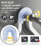 OMAIRA Shower Caddy Hanging with Soap Scrub Holder, Stainless Steel Adjustable No Drilling Non-Slip Large Capacity Sturdy Over Shower Head Shower Organizer Inside Shelves Bathroom Storage Rack, White - color: White