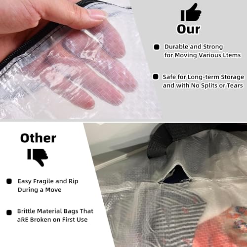 3 Pack Heavy Duty Moving Bags, Extra Large Clear Storage Bags with Zipper and Handles, Moving Boxes & Storage Bins Alternative, Packing Supplies, Moving Supplies for Dorm Room Essentials - size: 3 Pack