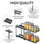 RCHYFEED Spice Organization for Cabinet, 2 Tier Pull Out Spice Rack for Seasoning Organizer, Height Adjustable Heavy Duty Metal Basket for Inside Cabinets & Pantry Closet(5.5" Wx10.5 Dx9.5 H) - size: 2 Tier-5.5''Wx10.5''Dx9.5''H