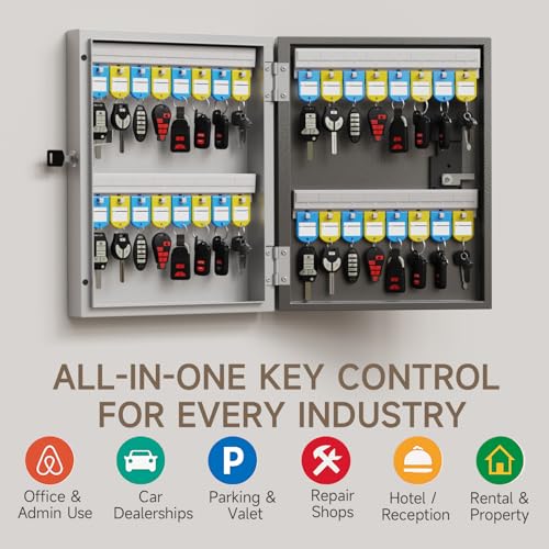 WeHere 32-Key Smart Key Lock Box Wall Mount – Commercial Key Cabinet with App, Keypad, Bluetooth & WiFi Unlock (Sold Separately), Access Log Tracking, Key Management for Rental, Office, Property - size: 32 Key Box (Smart)
