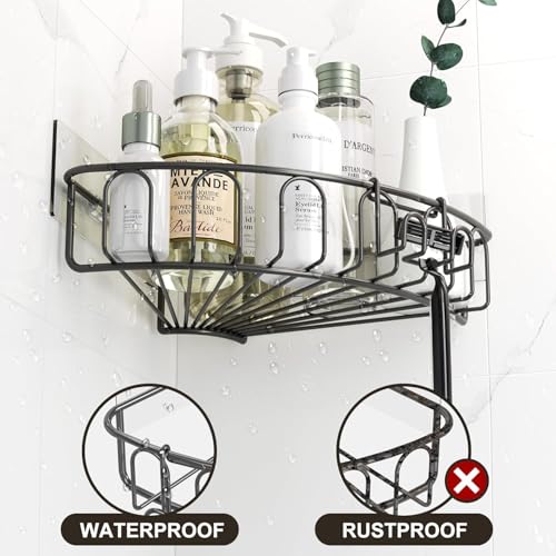 Orimade Corner Shower Caddy Stainless Steel with Hooks Wall Mounted Bathroom Shelf Storage Organizer Adhesive No Drilling 3 Pack, Grey Only for 90-Degree Corner - color: Grey