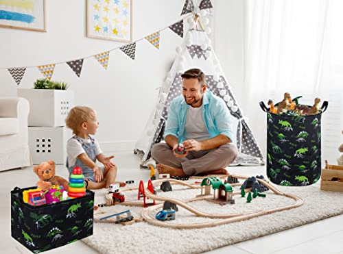 ESSME Kids Hamper,Dinosaur Laundry Hamper Collapsible Canvas Dinosaur Storage Basket for Boys Room Decor, Nursery Hamper,Gift Baskets,Home Organizer(Dinosaur laundry hamper) - color: Dinosaur laundry hamper