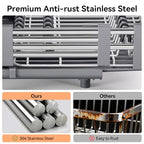Urackify Stainless Steel Dish Drying Rack - Dish Drainer for Kitchen Counter, Extendable Drainboard with Foldable, Space-Saving Cup & Bowl Organizer, Includes Knife and Utensil Holder, Gray - color: Gray