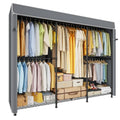 ULIFHOME E14C Pro Heavy Duty Closet Organizer System，Freestanding Clothing Racks for Hanging Clothes，Adjustable Garment Rack 70.1"W × 16.6"D × 76.4"H Hold 960 lbs，Black Rack with Grey Dustproof Cover - color: Black Rack With Grey Cover