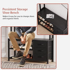 Lulive Hall Tree with Bench and Shoe Storage, 31.5" Coat Rack Freestanding with 2-Tier Storage Shelf, 6-in-1 Entryway Bench Coat Rack with 12 Hooks and 3 Drawers(Black) - color: Black