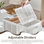 Wardrobe Clothes Organizer, 5 or 7Grids Closet Jean Storage Bins with Handles Drawer Organizer for Clothing Foldable Drawer Dividers with Adjustable for Sweater, Pants (Large 5 Grids: 4 Baffles) - size: Large 5 Grids: 4 Baffles