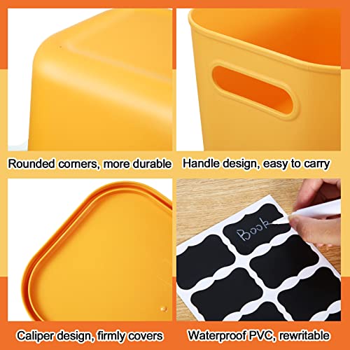 Tanlade 8 Pcs Plastic Storage Bins Stackable Baskets with Lid and Handle Colorful Desktop Storage Box Cubby Containers for Shelf Bedroom Office, Include 1 Erasable Marker, 16 Stickers (10 x 7 x 6 In) - size: 10 x 7 x 6 in