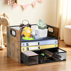 Wood Desk Organizer - 3-Tier Desktop File Organizer with Drawer, Wooden Paper Tray, Office Desk Organzier and Accessories for Papers, Mail, Notebooks, Stationery - size: 3 Tier Drawer