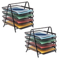 Mind Reader 4-Tier Paper Tray, Desktop Organizer, File Storage, Office, Metal Mesh, 12" L x 13.75" W x 12.5" H, Pack of 2, Black - style: 4-Tier
