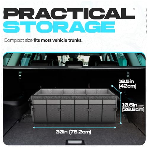 FORTEM Trunk Organizer For SUV Car Trunk Organizer, Foldable Storage, Car Accessories for Women Men, Collapsible Bag, Perfect Christmas Gifts, 600D Oxford, Non Slip Bottom, Straps, Soft Cover (85L) - color: Grey, size: XL (85L)