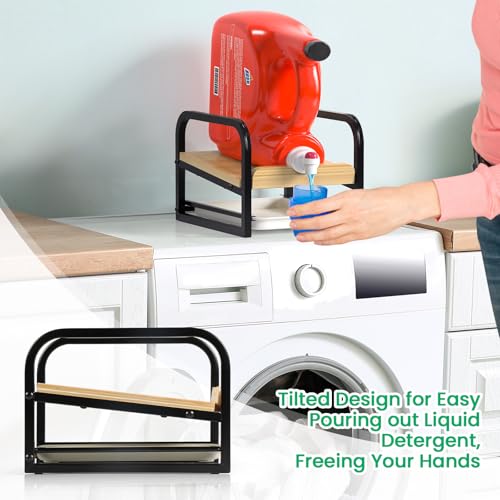 Laundry Detergent Holder Liquid Laundry Detergent Riser, Laundry Detergent Stand, Liquid Detergent Holder with Drip Tray for Laundry Room Organization (Tilted-Black) - style: Tilted-Black