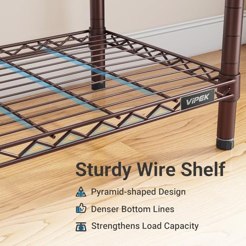 VIPEK V5 Portable Closet Wardrobe Heavy Duty Clothes Rack Metal Freestanding Clothing Racks, Adjustable Custom Closet Racks with 4 Hanging Rods & 8 Shelves, 68.9" Lx15.7 Wx76.4 H, Bronze - color: Bronze, size: V5 Standard