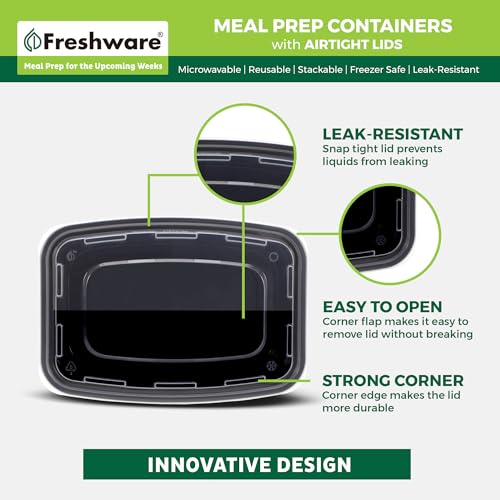 Freshware Meal Prep Containers [150 Pack] 1 Compartment with Lids, Food Storage Containers, Bento Box, BPA Free, Stackable, Microwave/Dishwasher/Freezer Safe (24 oz) - size: 24OZ-150PK