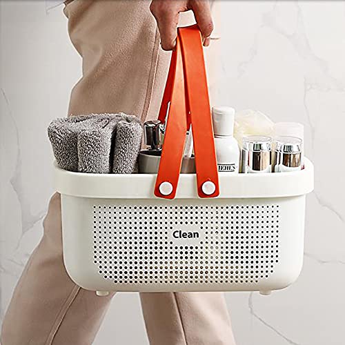 JiatuA Plastic Storage Basket with Handle Portable Shower Caddy Tote Organizer Basket Bin for Bathroom Kitchen Dorm Room Bedroom, Pink - color: Pink, size: Large